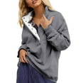 thumbnail image 2 of QASIEATN Fall Hoodless Pullover for Ladies Fashion Sweatshirt for Women Oversized Casual Long Sleeve Button Neck Pullover Tops Fashion Outfits Clothes, 2 of 9