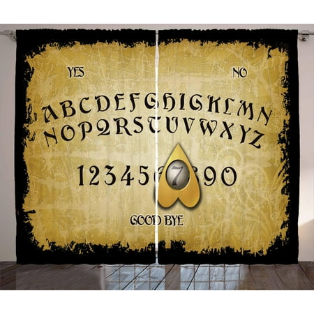 Pale Yellow Curtains And Drapes Ouija Board Curtains 2 Panels Set, Grungy Board Design with Vanished Scratchy Background, Window Drapes for Living Room Bedroom, 108W X 84L Inches, Pale Coffee Earth Yellow and Black, by Ambesonne ()