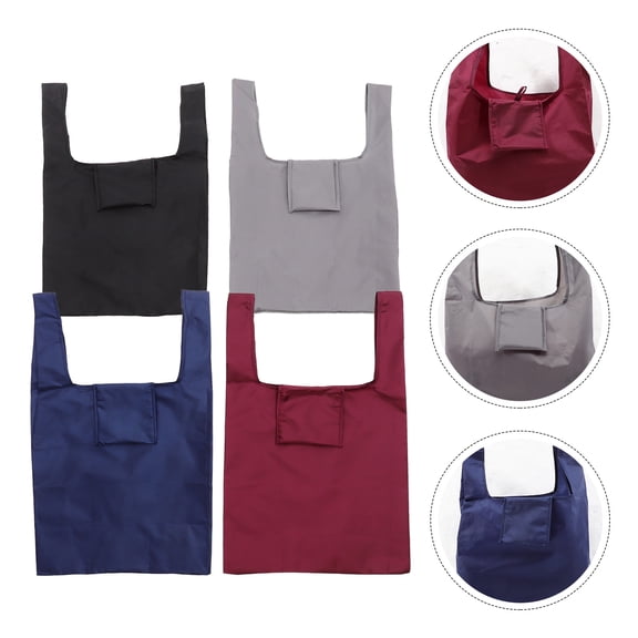 UPOUART 4Pcs Oxford Cloth Foldable Shopping Bag Wine Red Large Capacity for Grocery Shopping Travel