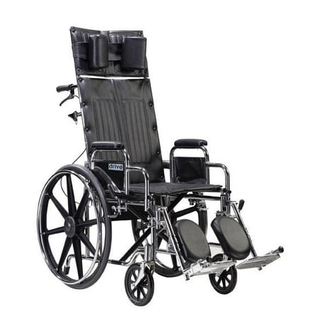 Drive Medical Sentra Reclining Wheelchair-Size:20" Seat,Style:Detachable Adjustable Height Desk Arms