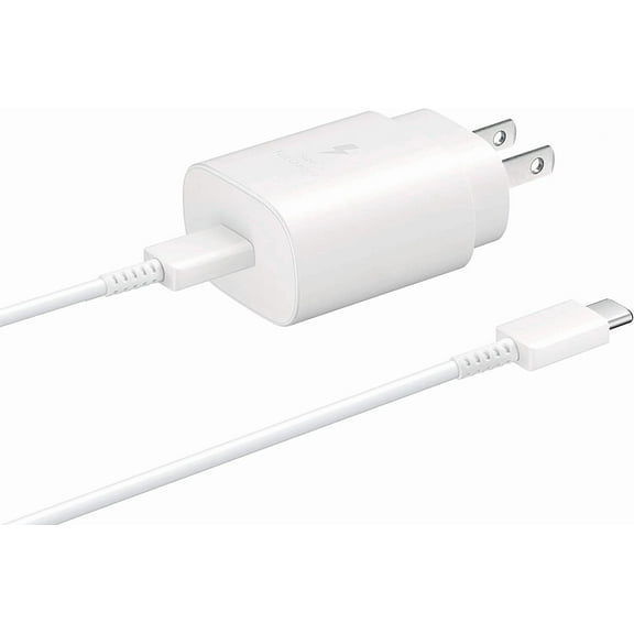 For Samsung 25W USB-C to USB-C Cable Super Fast Charging Wall Charger for Galaxy S21  - White