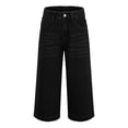 thumbnail image 5 of MLQIDK Black Denim Capri Jeans for Women Lounge Pants High Waisted Knee Length Plus Size Capris Dressy Casual Pedal Pushers with Pockets Black 2XL, 5 of 5