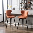thumbnail image 3 of BTMWAY 180° Swivel Bar Stools Sets of 2, Thickened Leather Fabric Upholstered Counter Height Bar Chairs with Gold Nailhead Trim and Metal Legs, Counter Stools with Button Tufted Wing-Back, Orange, 3 of 9