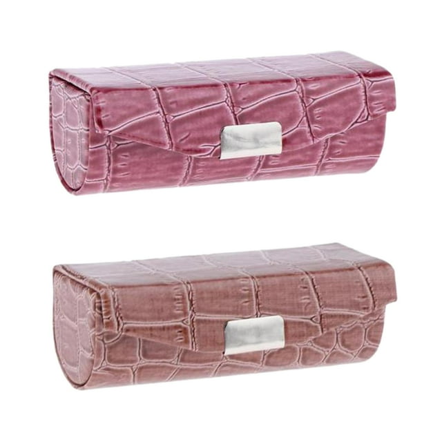 Estuche de lápiz labial individual para damas de 2 colores con cajas de almacenamiento de maquillaje de viaje con espejo Pasta De Frijoles Marrón jinwen Estuche de pintalabios