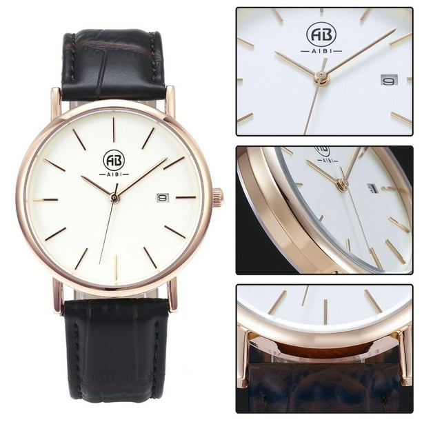 AIBI Fashion Watch Leather Bracelet 3ATM Waterproof Analog Quartz