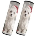 thumbnail image 2 of 2 Car Seat Belt Covers M Size 10*7.7 Inches Car Seat Belt Shoulder Pad Backpack Shoulder Pad Stroller Belt Cover Warm Christmas White Dog, 2 of 8