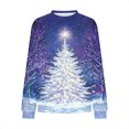 thumbnail image 7 of Craaazy Women's Fashion Christmas Long Sleeve Shirts Round-Neck Santa Snowflake Print Casual Blouse Gifts, 7 of 7
