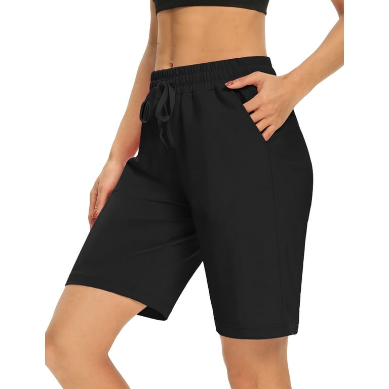 DIBAOLONG Womens Yoga Shorts Loose Comfy Drawstring Lounge Bermuda Shorts  with 3 Pockets