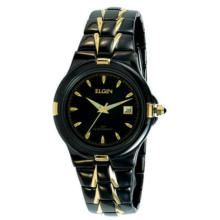 Men's Black and Gold Ionic Plated Watch, Charcoal Dial