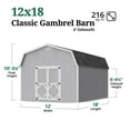 thumbnail image 3 of Little Cottage Co. 12x18 Classic Gambrel Barn with 6 ft. Sidewalls and Floor, Outdoor Wood Storage Shed Do-It-Yourself Precut Kit, 3 of 14