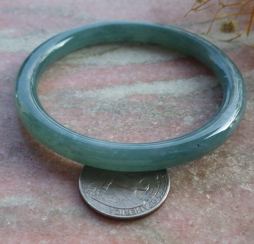 Icy Green Natural A JADE Jadeite Circle Bangle Bracelet 58 mm 682151 TN