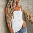 thumbnail image 5 of Scyoekwg Ladies Sleeveless Tops Spaghetti Strap Eyelet Knit Tank Top Casual Comfy Summer Beach Vacation Daily Wear Blouses (Z01_White,M), 5 of 7