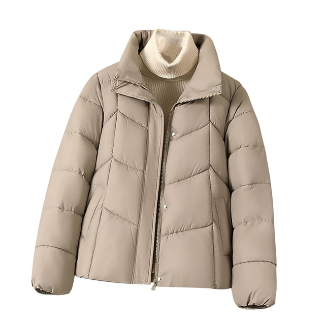 Wensltd Quilted Jackets for Women Basic Zip-Up Comfortable Cotton Padded Jacket Winter Warm Clothes