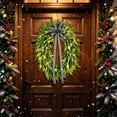 thumbnail image 5 of 18" Pre-Lit Artificial Fern Wreath with Striped Bow, Rustic Farmhouse Warm LED Hanging Wreath,Indoor Outdoor Front Door Wall Mantel Holiday Decoration, 5 of 7