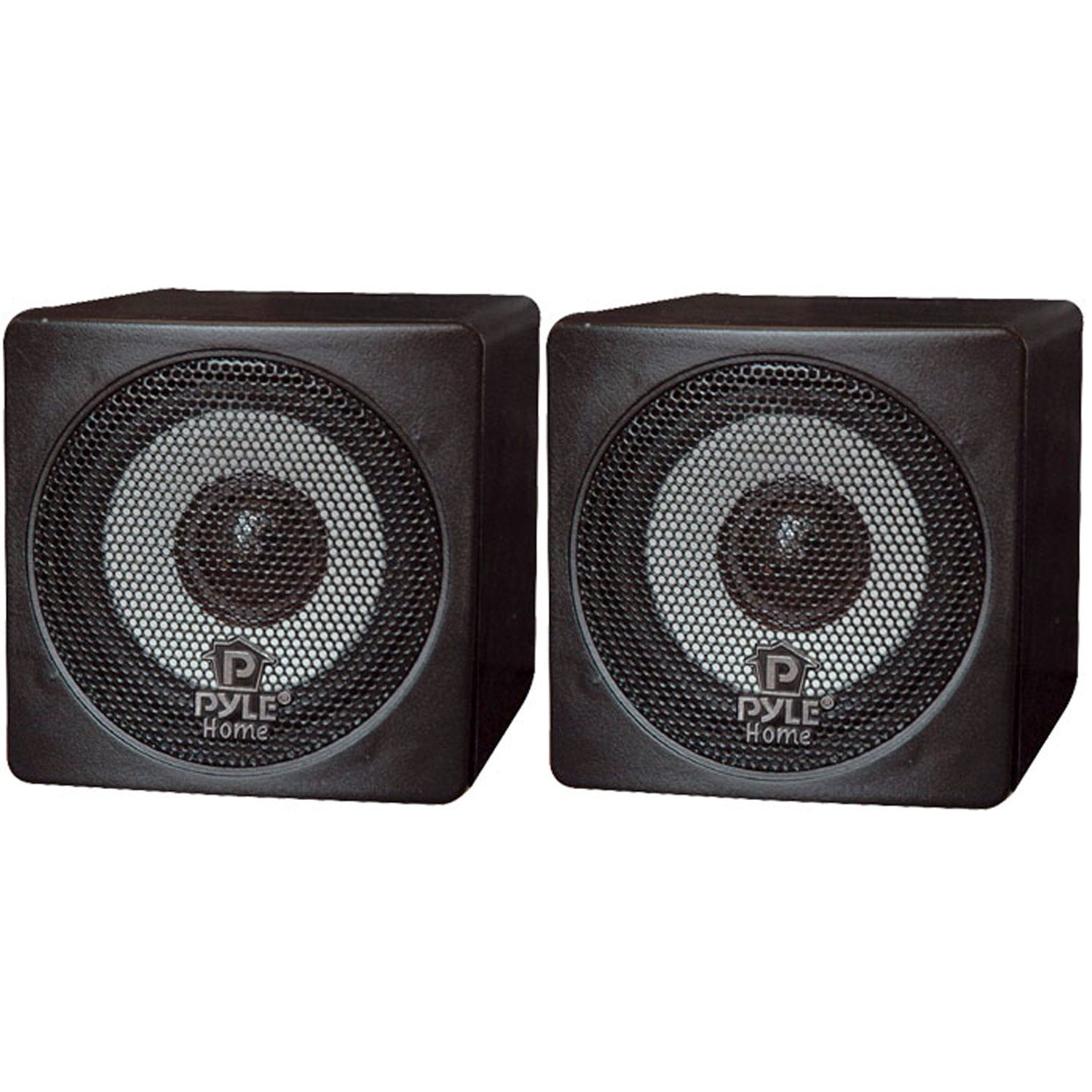 Pyle PCB3BK 3 Inch 100 Watt Mini Cube Bookshelf Stereo Speakers, Black (2 Pack)