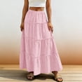 thumbnail image 2 of Diufon Womens Maxi Skirt Summer Casual Ruffle Tiered Elastic Waist Long Skirts Hollowed-out Boho Flowy Skirt, 2 of 9