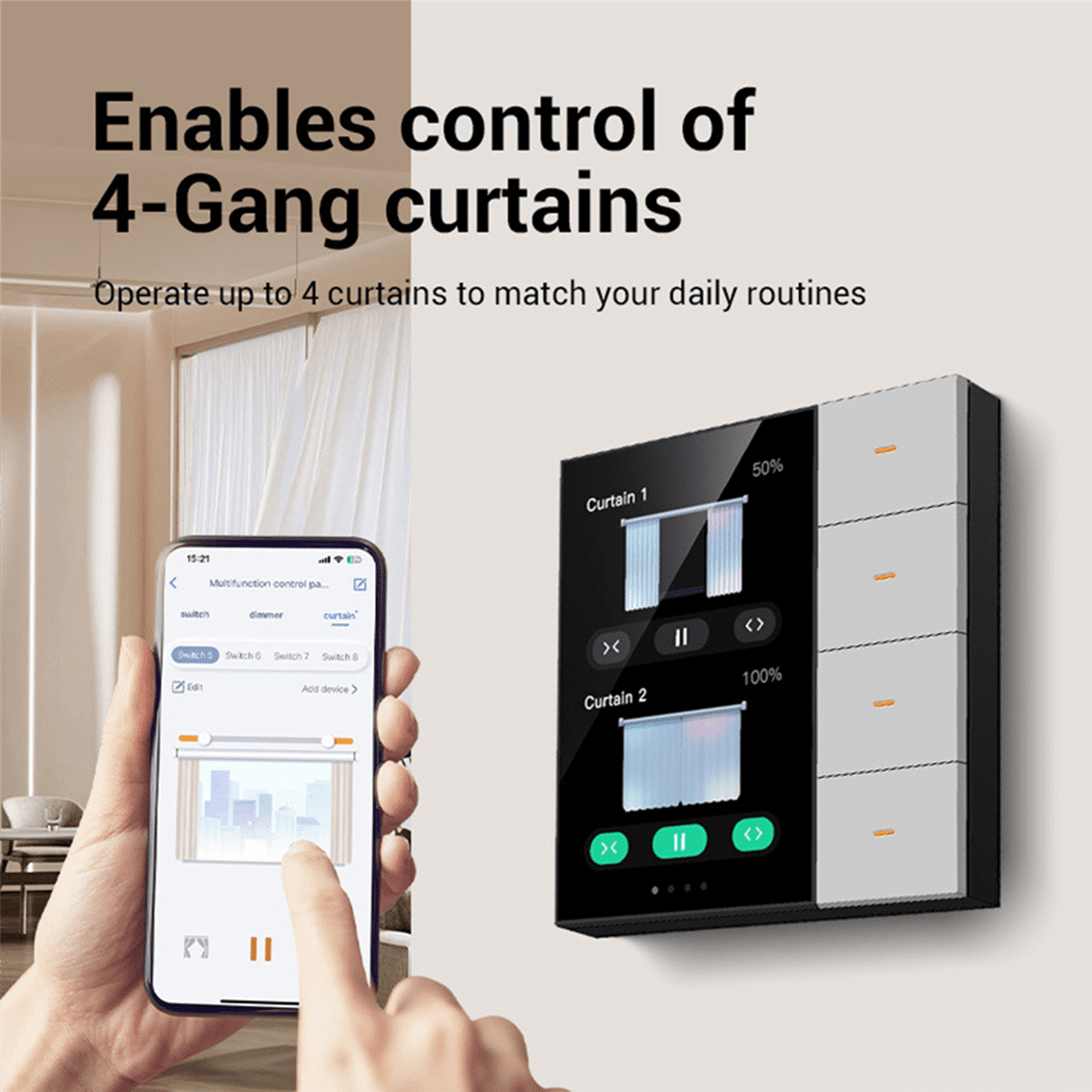 2pc 3.5Inch Smart Wall Switch Touch Screen 4 Groups Switch 8-Way Scene Radar Sensor Dimming Switch Curtain Tuya Zigbee A,2 x Smart Wall Switch