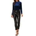 thumbnail image 2 of INSPIRE CHIC T-Shirts en Velours pour Femmes Col Rond Manches Longues Décontracté TG Bleu Foncé, 2 of 7