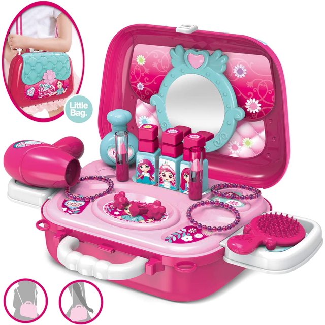 Jewelry And Cosmetics Boxes For Kids Girls Hairdressing Case Toy Gift For Princess,Rosa