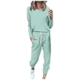 thumbnail image 2 of Outfmvch Workout Sets Two Piece Sets for Women Joggers for Women Long Sleeve Crewneck Tops Long Pants Tracksuit Sweatsuits Lounge Sets for Women Workout Sets for Women Z Mint Green M, 2 of 9
