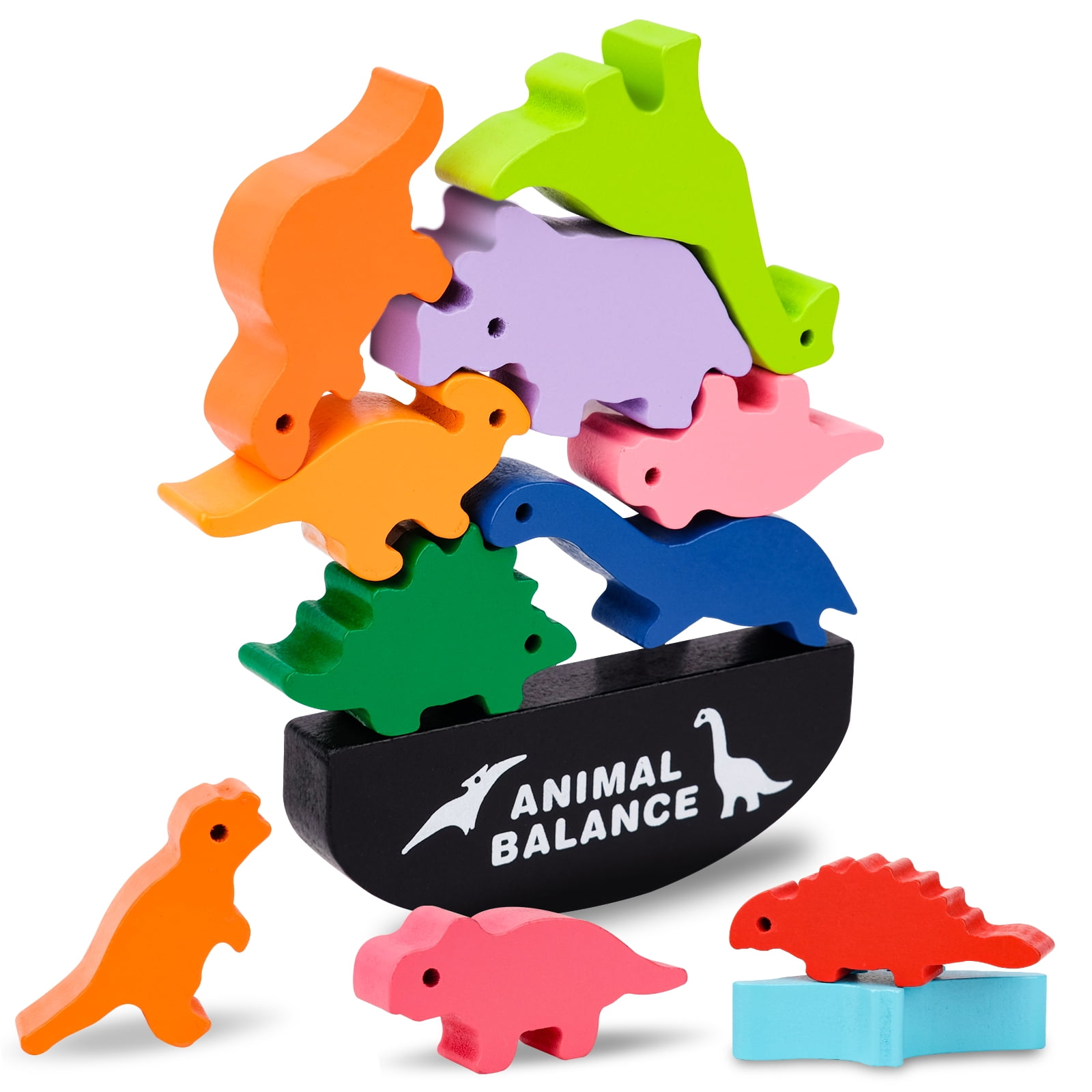 Dream Fun Dinosaur Toys for Kids Age 35, Wooden Stacking Dinosaur Toys