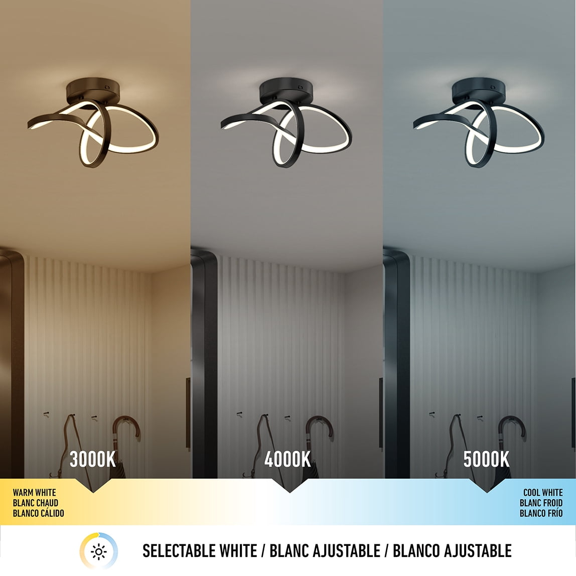 Artika Loop Flush Mount Light 3 CCT Black