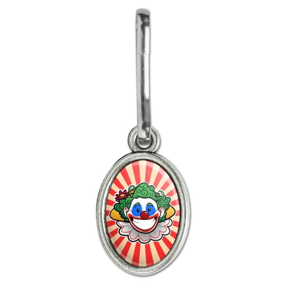 Clown Happy Face Antiqued Oval Charm Clothes Purse Suitcase Backpack Zipper Pull Aid