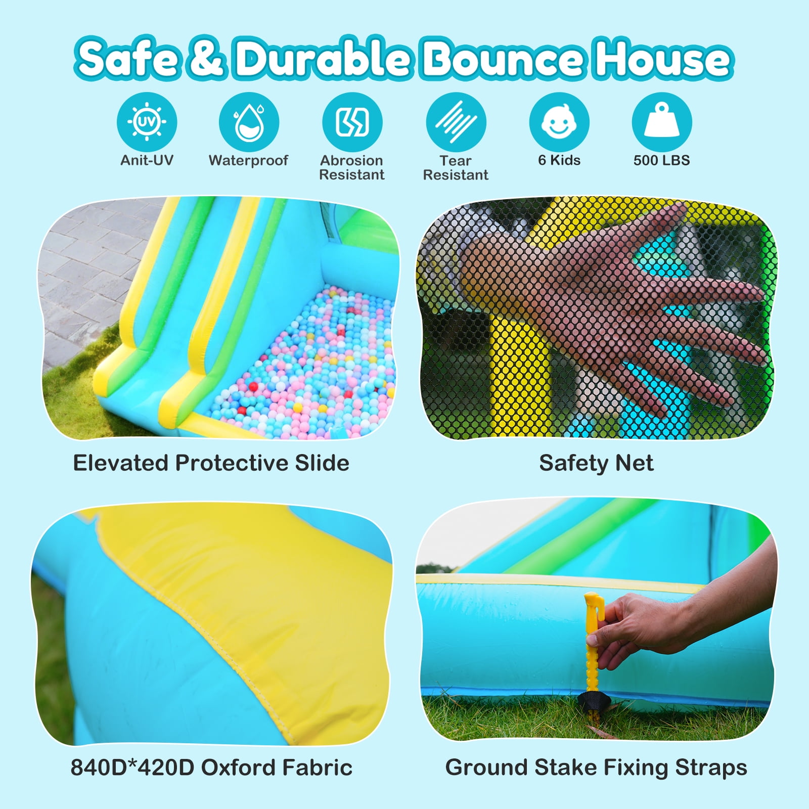 Inflatable Bounce House Water Slide,12 in 1 Play Areas for Kids with Airplane Bouncy,Climbing Wall,Deep Pool,Water Cannon,Ball Dart for Outdoor Indoor