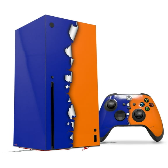 WraptorSkinz Skin Wrap compatible with the 2020 XBOX Series X Console and Controller Ripped Colors Blue Orange (XBOX NOT INCLUDED)
