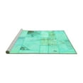 thumbnail image 2 of Ahgly Company Machine Washable Indoor Square Patchwork Turquoise Blue Transitional Area Rugs, 6' Square, 2 of 4