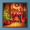thumbnail image 2 of 5D DIY taladro redondo completo pintura de diamante Navidad chimenea kit decoración del hogar 40x40cm, 2 of 9