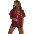 thumbnail image 1 of Womens Pajama Sets Comfy Pajamas Solid Ladies Pyjamas Set Short Sleeve Soft Nightwear Sleepwear Summer Pjs, 1 of 6
