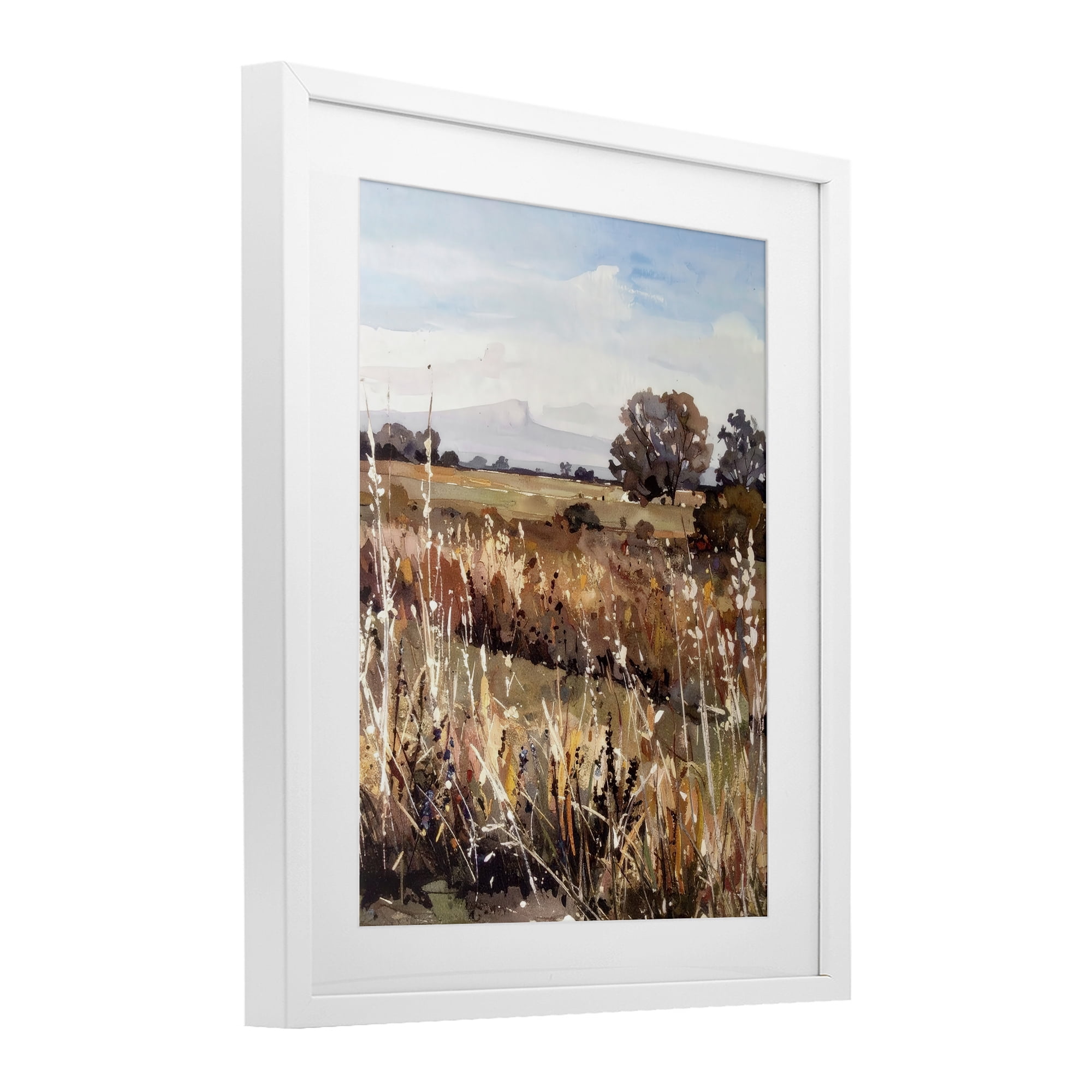 Stupell Industries Peaceful Meadow Expression White Framed Print Under Glass, design by Alonza Saunders