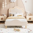 thumbnail image 2 of Twin/Full/Queen Size Velvet Princess LED Bed Frame - Adjustable Headboard & Footboard, Wooden Slats Support, No Box Spring Needed, 2 of 8