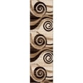thumbnail image 2 of Desert Swirl Brown & Beige Modern 2x7 ( 2' x 7' Runner ) Geometric Comfy Casual Spiral Hand Carved Area Rug Easy to Clean Stain Fade Resistant Contemporary Thick Soft Plush Living Dining Room Rug, 2 of 8