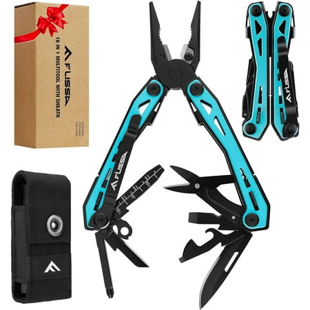 TGHTBA-16-in-1 Multi Tool Pliers Gifts for Men Stainless Steel EDC Multitool with Pocket Knife Belt Clip and Oxford Pouch Self-locking Multipurpose Utility Multi-Tool for Camping Survival Outdoor