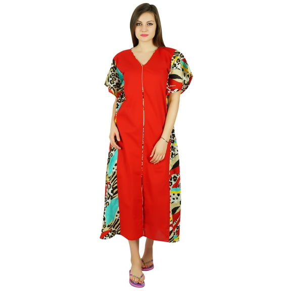 Bimba Womens Long Cotton Kaftan Pannel Caftan Smocked Waist Night Wear Dress