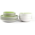 thumbnail image 3 of Stoneware Coupe Shape 18pc Dinnerware Set, Outside White + Inside Bamboo, 3 of 7