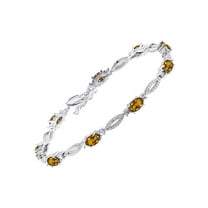 RYLOS Tennis Bracelet with 6x4MM Birthstone Gemstones & Diamonds Sterling Silver  - Adjustable to 7-8"  Citrine Birthstone Jewelry for Women Friendship Bracelets