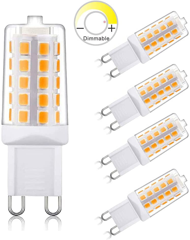 G9 led Bulb dimmable t4 g9 Base Bulbs 2700K Soft Warm White Light Equivalent to 25W 40W Halogen Bulbs 450Lm 120V AC No Flicker 360 Degree Angle G9 led Lamp,Pack of 5