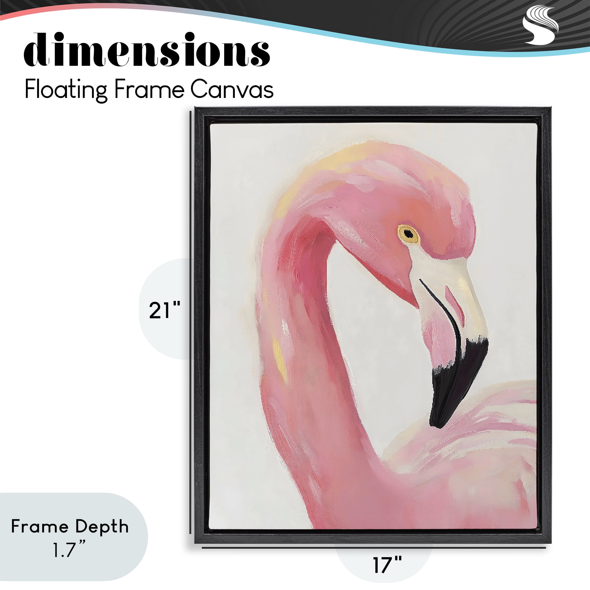 Stupell Industries Serene Pink Flamingo Portrait Black Framed Floater Canvas Wall Art, design by The Prints Vibe