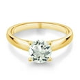 thumbnail image 2 of Gem Stone King 1.10 Cttw Green Prasiolite Solitaire Engagement Ring for Women | 10K Yellow Gold | 7MM Round | Wedding Engagement Anniversary Promise Ring for Women | Size 6, 2 of 4