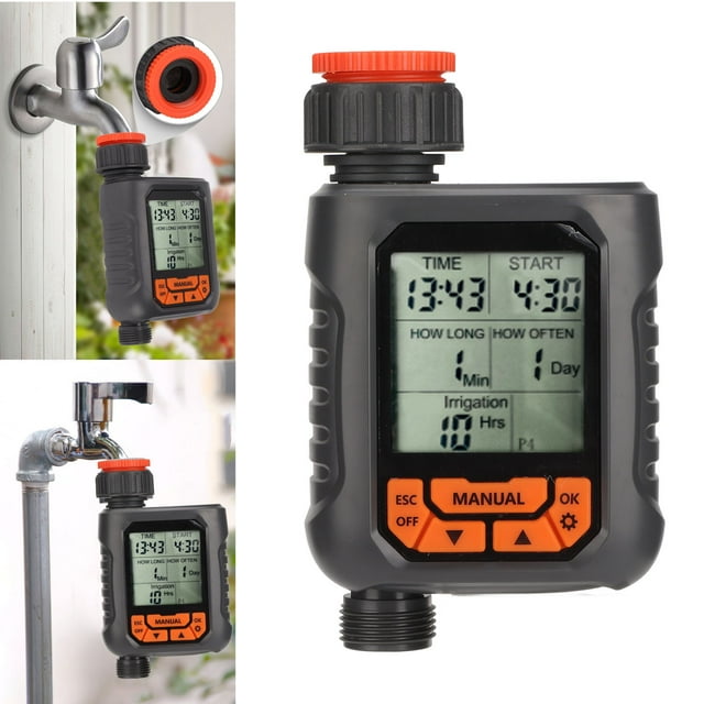 Temporizador De Riego, Controlador De Riego, Pantalla LCD Grande Con Adaptador Para Manguera De Agua Para Balcones