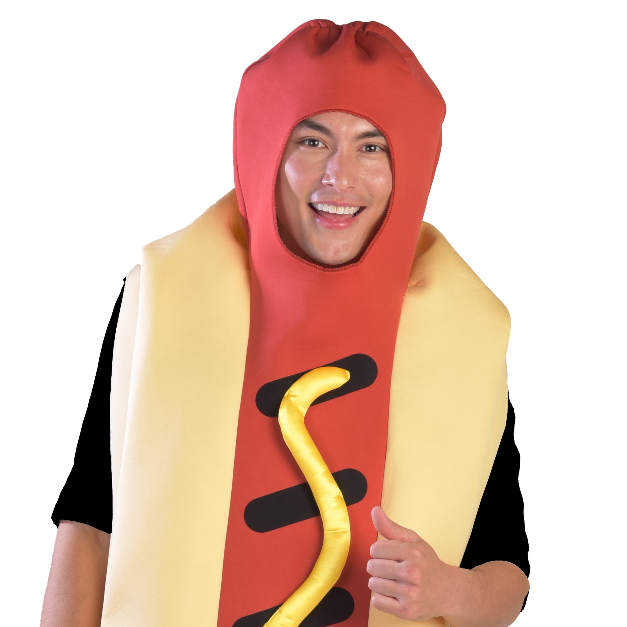 Hot Dog One Piece Halloween Costume for Adults, Adult Size S-XL (28-42), by Way to Celebrate