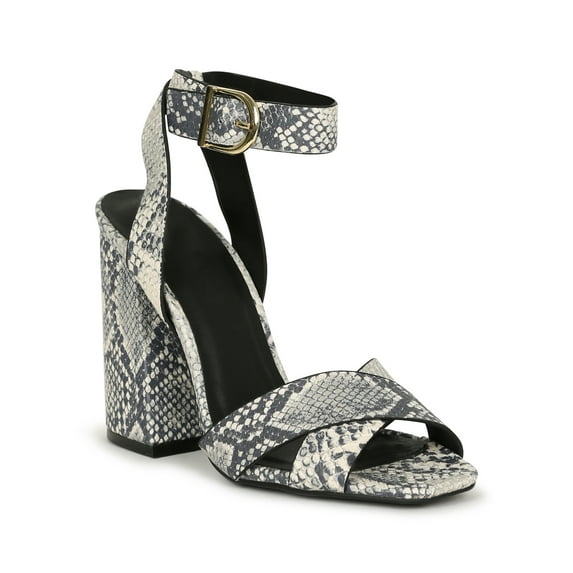 Qupid Square Toe Criss Cross Ankle Strap Heel 19921