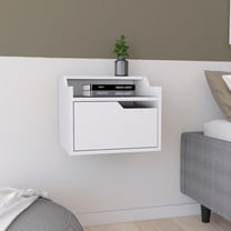 Floating Nightstand, Dual-Tier Design, Spacious Drawer, White