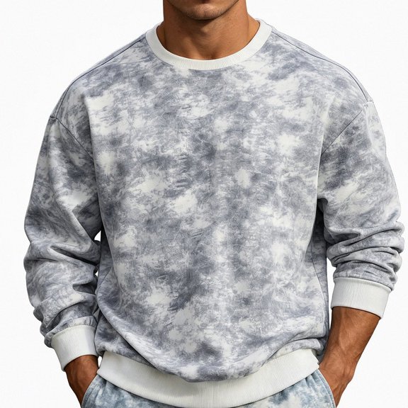 HOMADLES Mens Crewneck Sweatshirt Graphic Big and Tall Print Pullover Tops Stretch Soft Casual Sweatshirts Gray Size XL