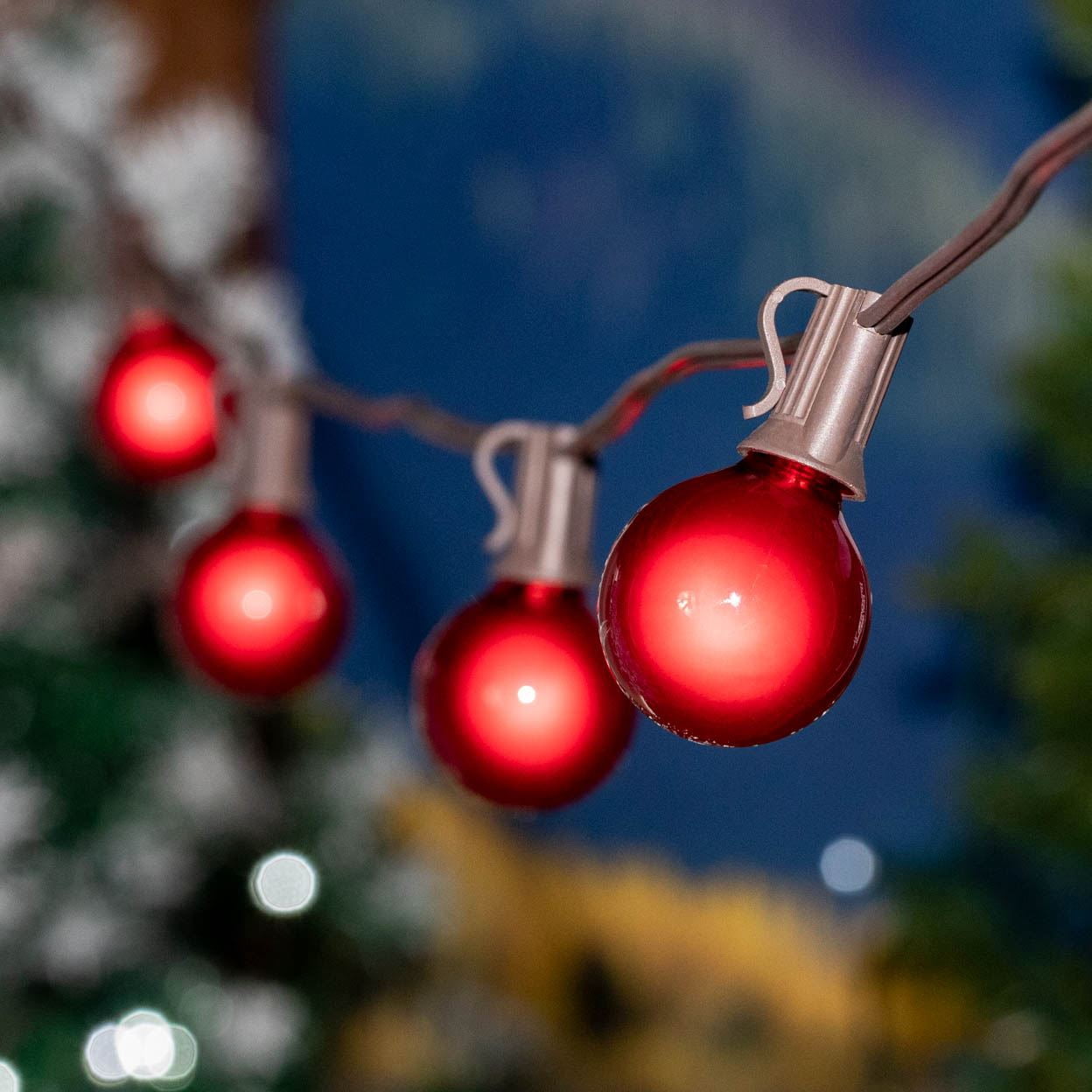Novelty Lights 25 Feet Red G50 Globe Outdoor Patio String Lights, Brown Wire