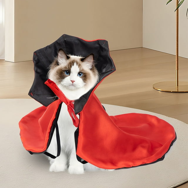 Disfraz De mascota Capa Rojo Negro Reversible Gato Capa divertido Disfraz De Cosplay Traje Para Fiesta Cosplay Foto Prop