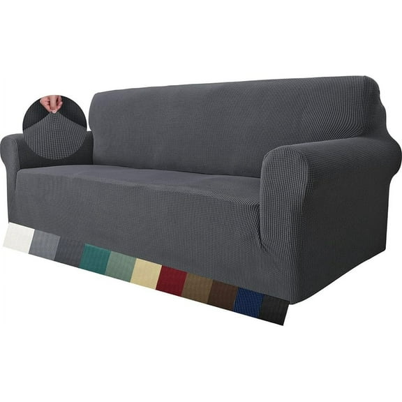 Super Stretch Couch Cover for 3 Seater Couch, 1-Piece Universal Sofa Covers Living Ro Jacquard Furniture Protector Dogs Pet iendly Fitted Couch Slipcover (3 Seater, Grey)